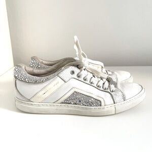 Alessandro Dell’Acqua White Leather Crystal Sneakers EU 38